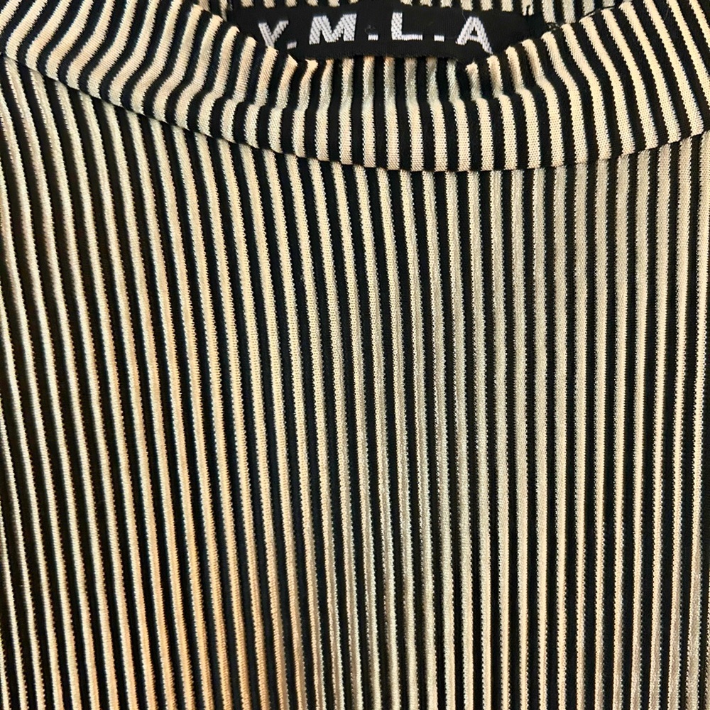 Y.M.L.A Black and Gold Shiny Striped Men’s Top (preowned) - Picture 3 of 6